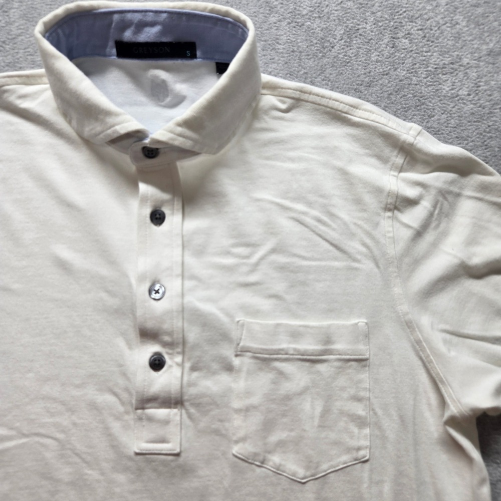 Greyson Mens Wynn Golf Club Polo Shirt Off White Cream Pocket Size S Small